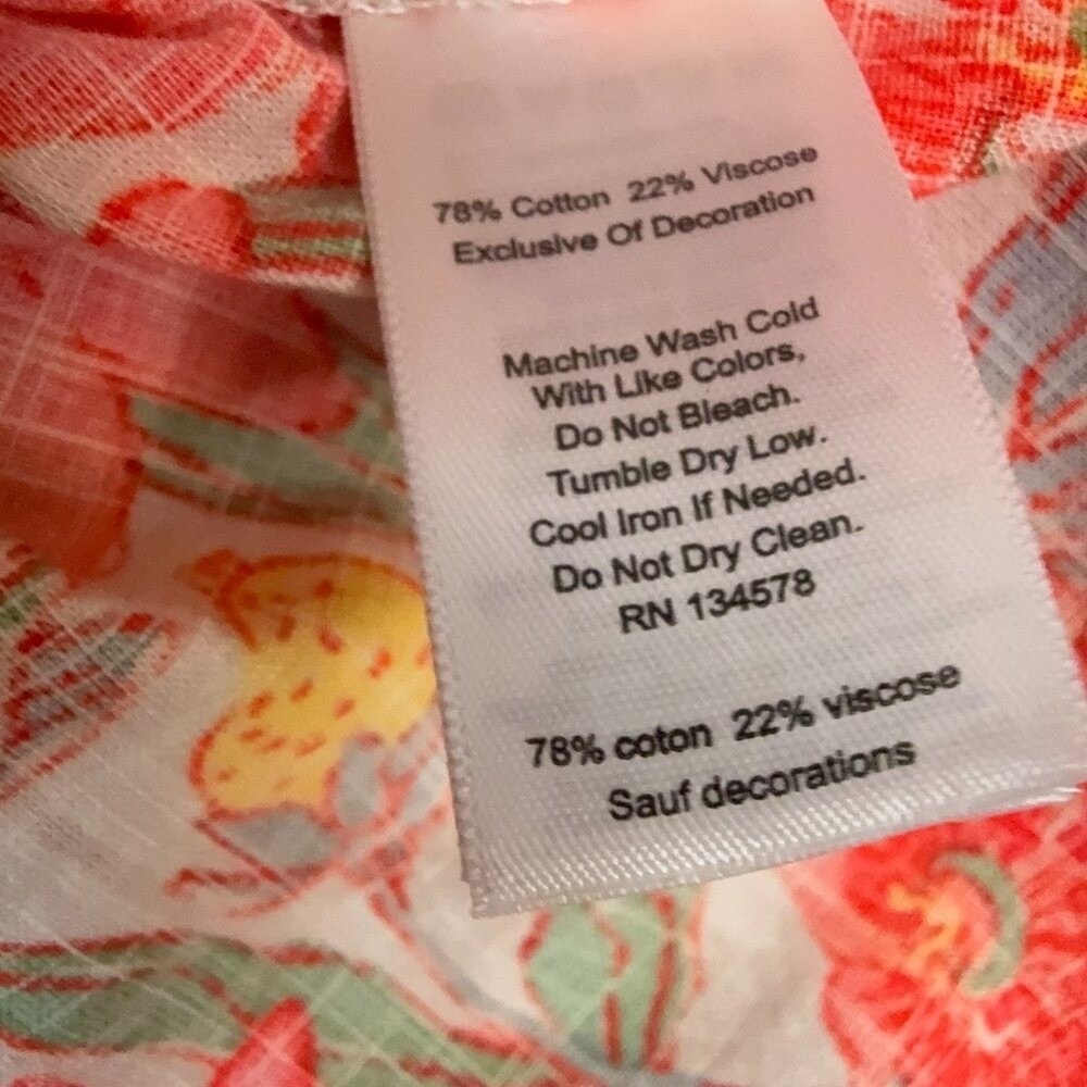 Vineyard Vines Shirt Womens Small Pink Floral‎ Lightweight Off the Shoulder - Picture 10 of 10